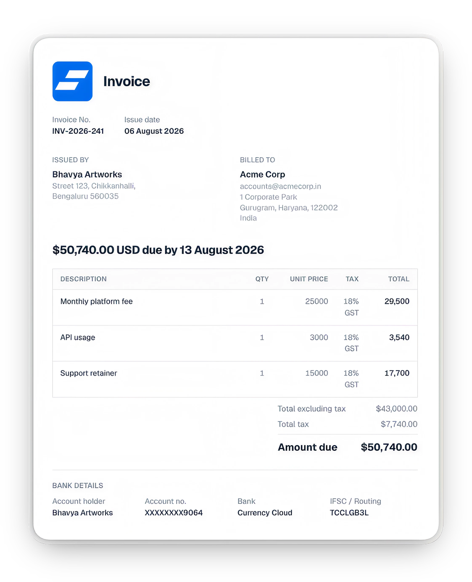 Invoices your clients can pay on the spot